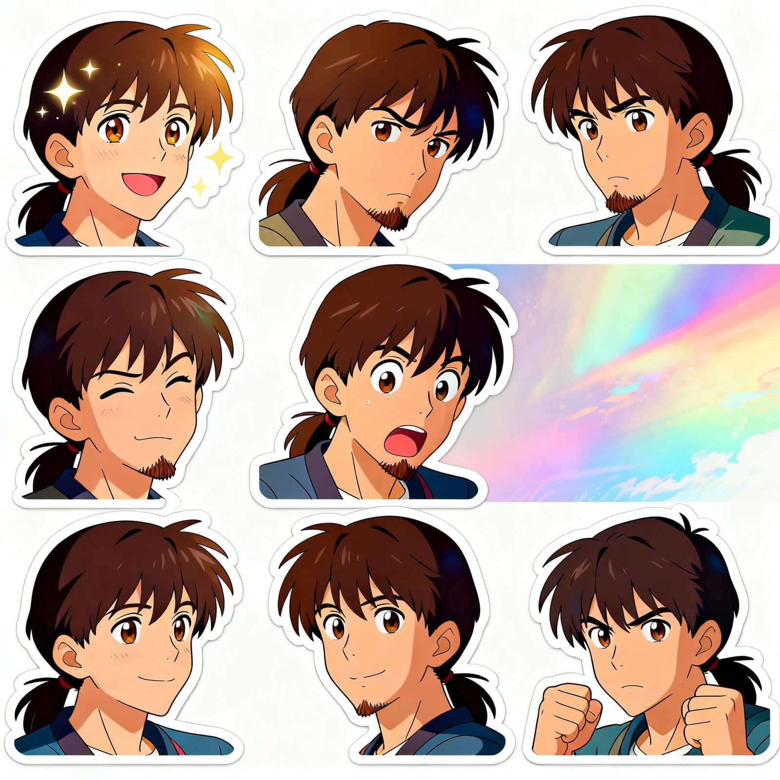 Anime Stickers: 6 Expressive 26-Year-Old Man Designs