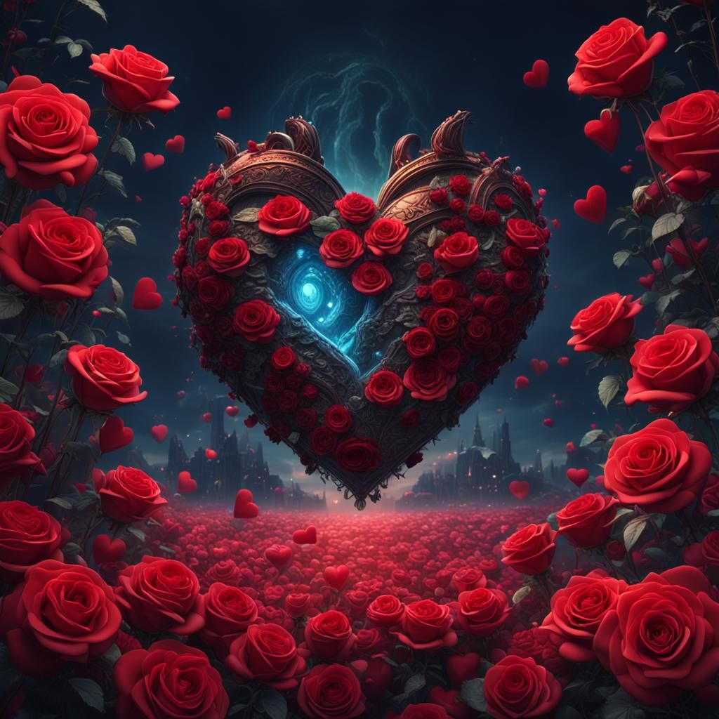 Abstract Rose Heart: Love and Devotion in Matte Painting