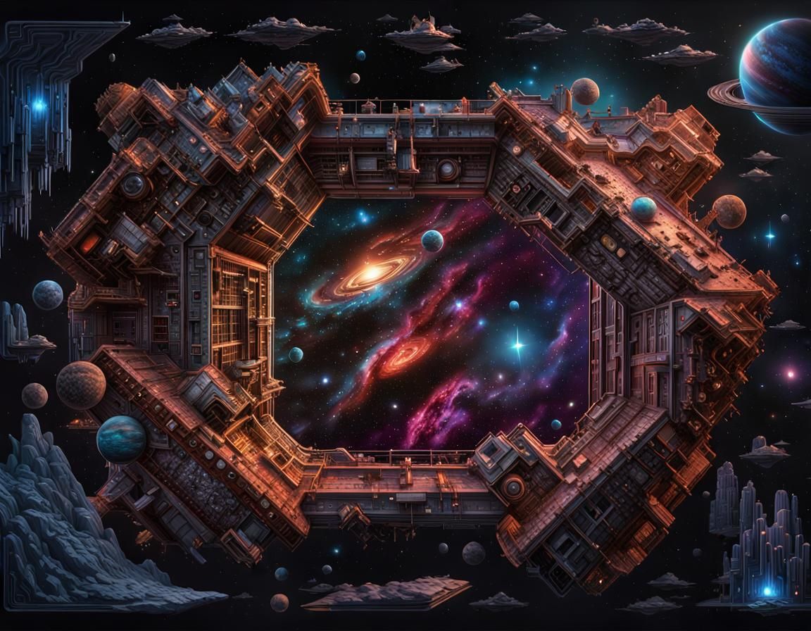 Photorealistic Night Sky Space Scene in Hypermaximalist Styl...