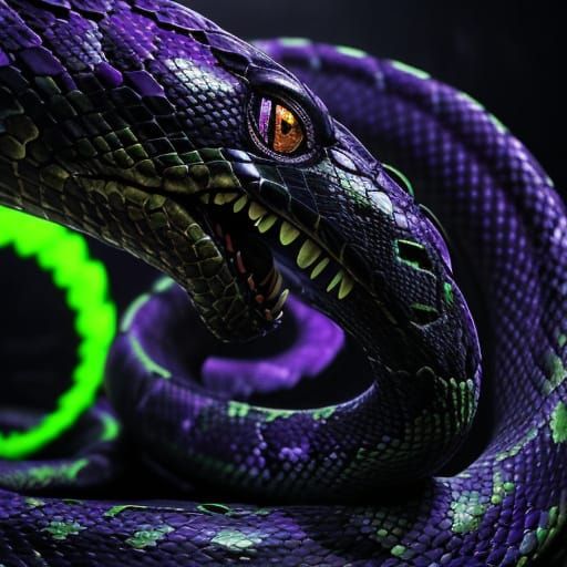Surreal Snake in Dark Mystical Realm