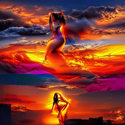 Golden Sunset Goddess Digital Art