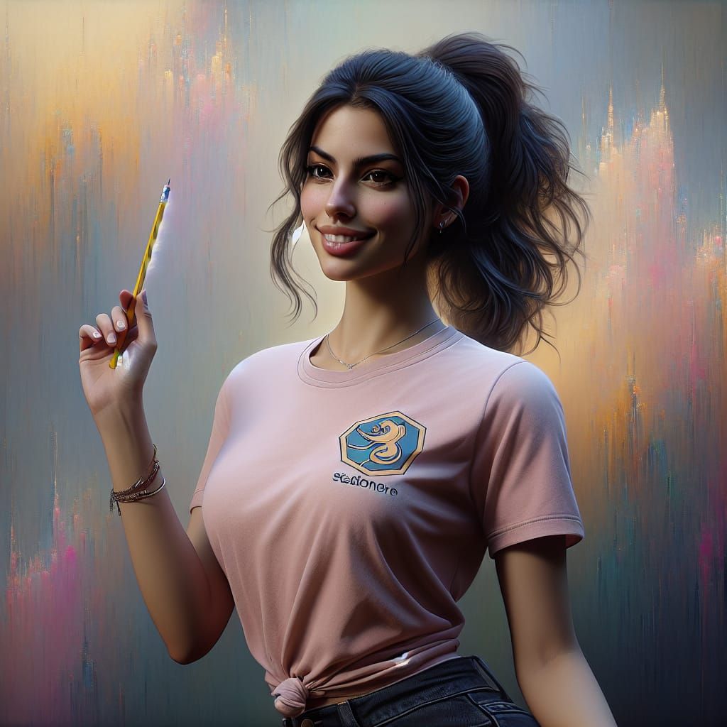 Hispanic Woman with Pencil: Fantasy Concept Art