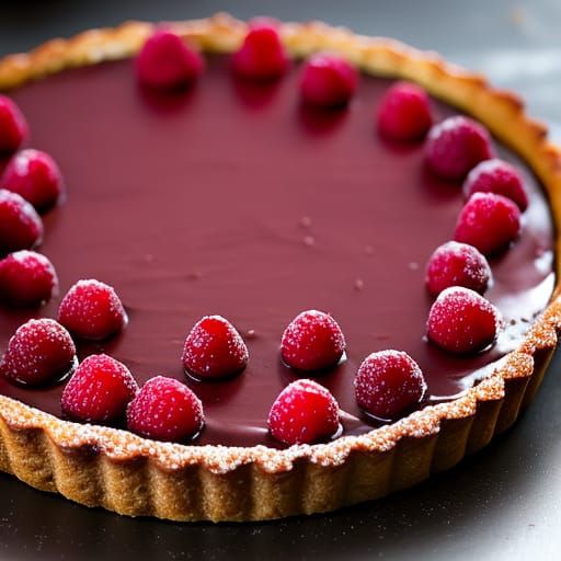 Chocolate Raspberry Tart in Professional Photography Style