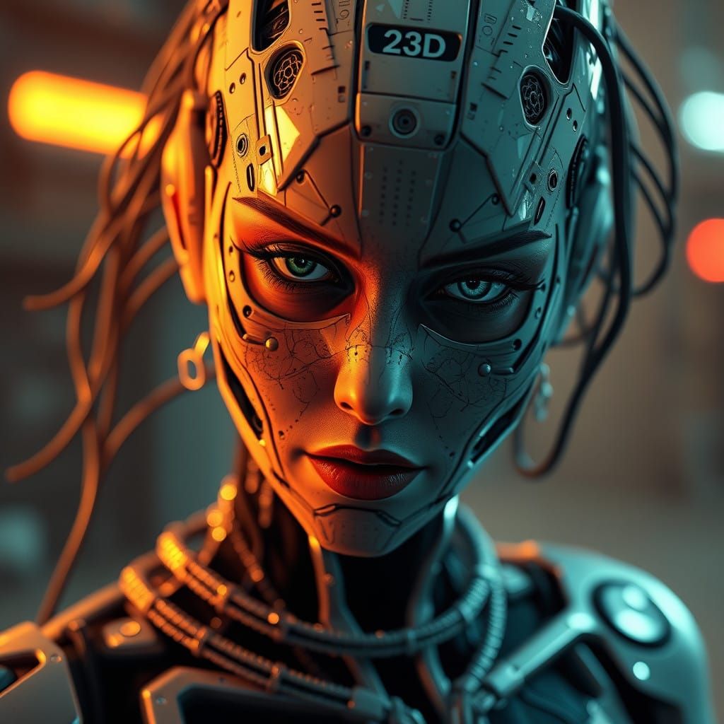 Epic Cyberpunk Goddess Emerges from Digital Chaos