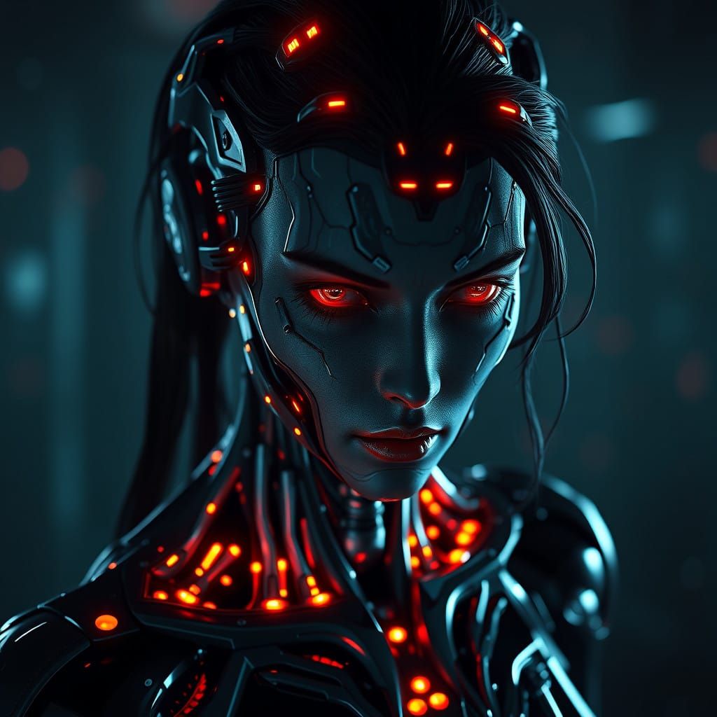 Futuristic Goddess of Chaos in 3D Cinematic Style