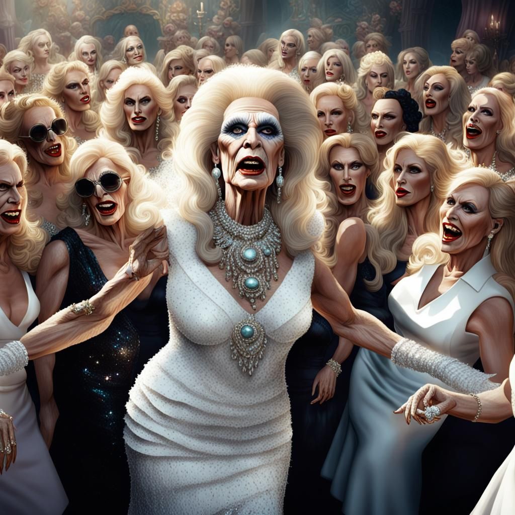 Elderly Transvestite at Hen Party in Fantasy Style