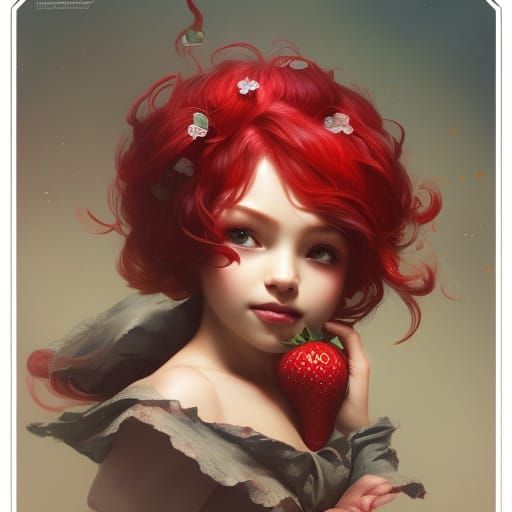 Strawberry Shortcake Portrait in Art Nouveau Style