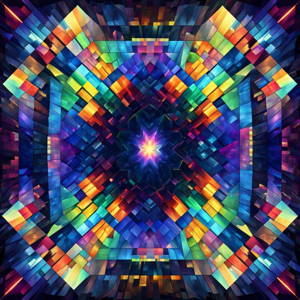 Rainbow Squares Kaleidoscope Concept Art