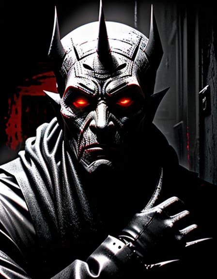 Film Noir Portrait of Decayed Dark God