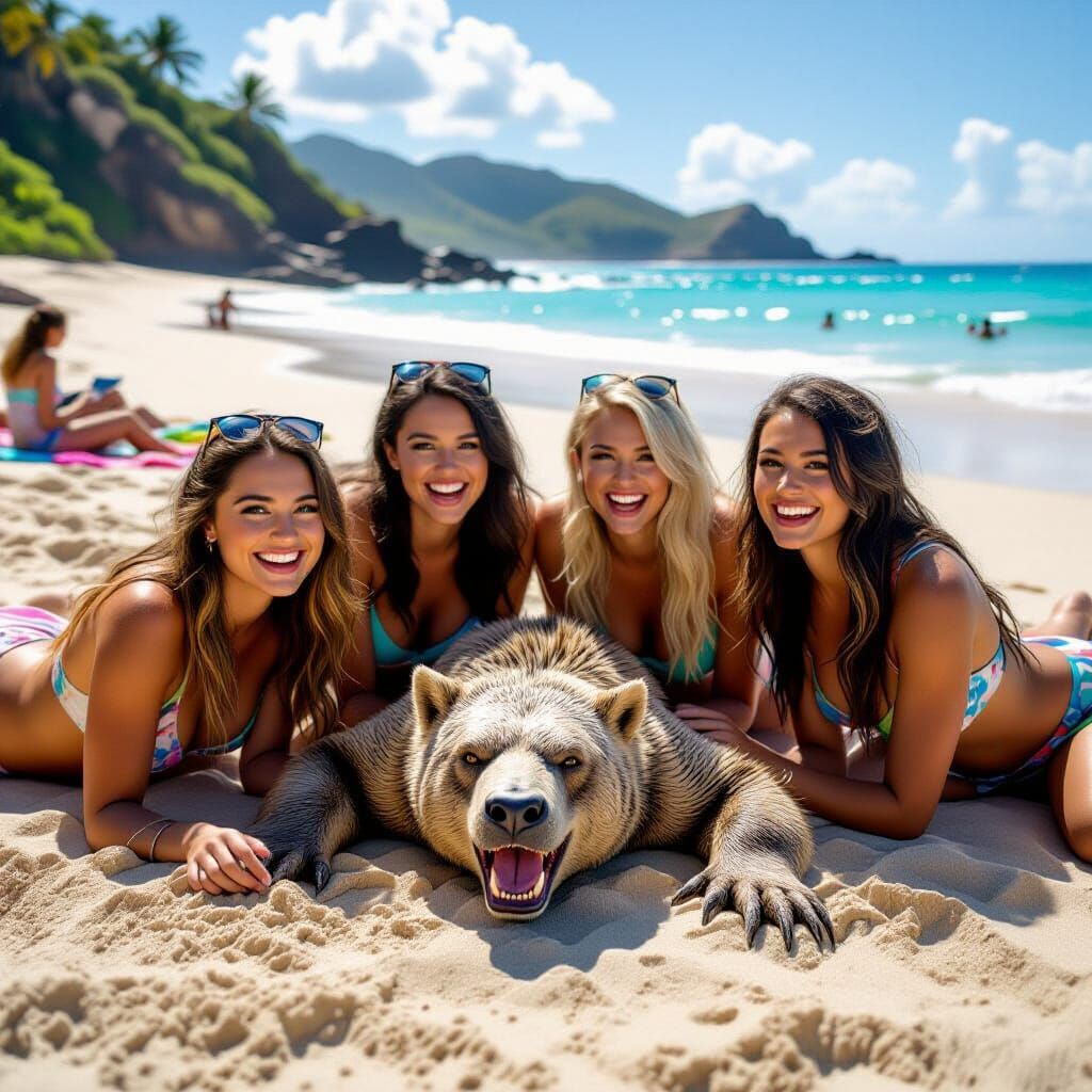 Surreal Hybrid Woman-Beasts Perform YMAC on Beach