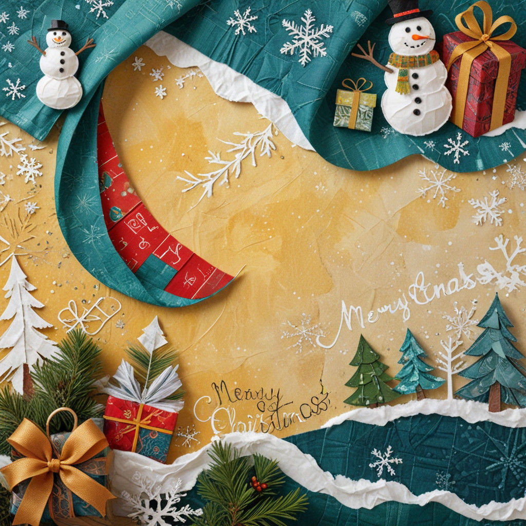 Surreal Winter Wonderland Scene with Textile Patterns