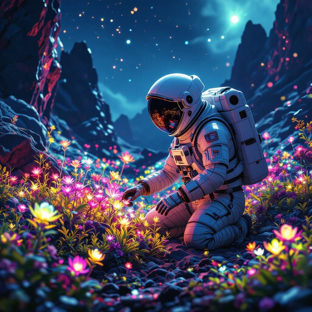 Bioluminescent Garden on Exoplanet: Matte Painting