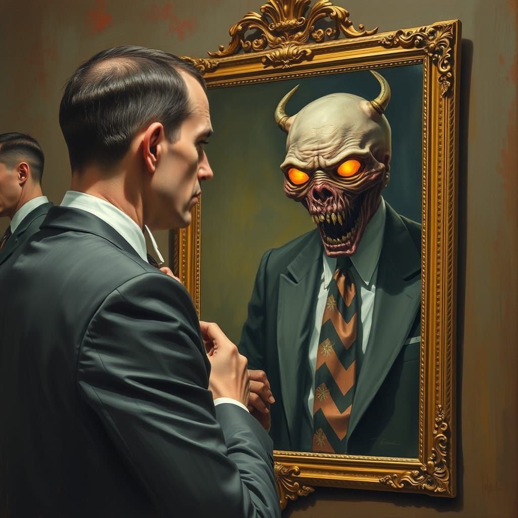 A Preacher's Dark Reflection in a Haunting Mirror Scene