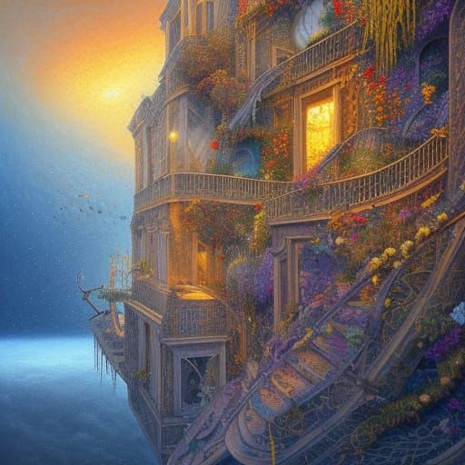Surreal Egg Composition in Detailed Matte Painting