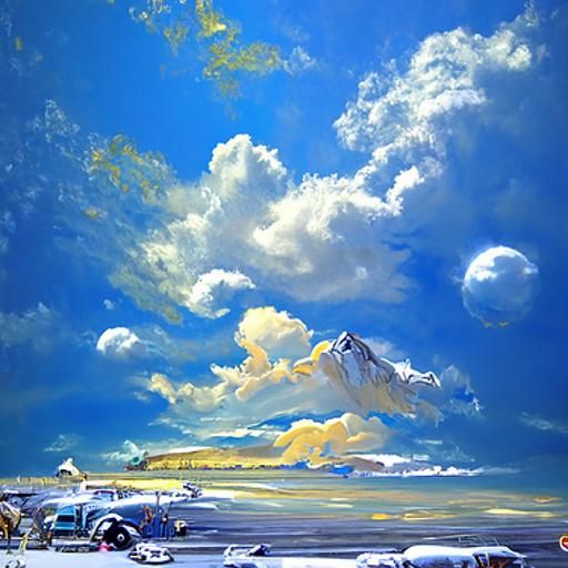 Blue Sky Oil Painting in Representational Style
