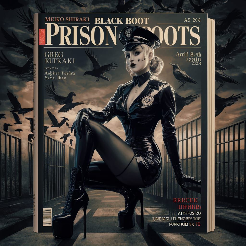 Gothic Prison Guard Magazine Cover in Art Nouveau Style