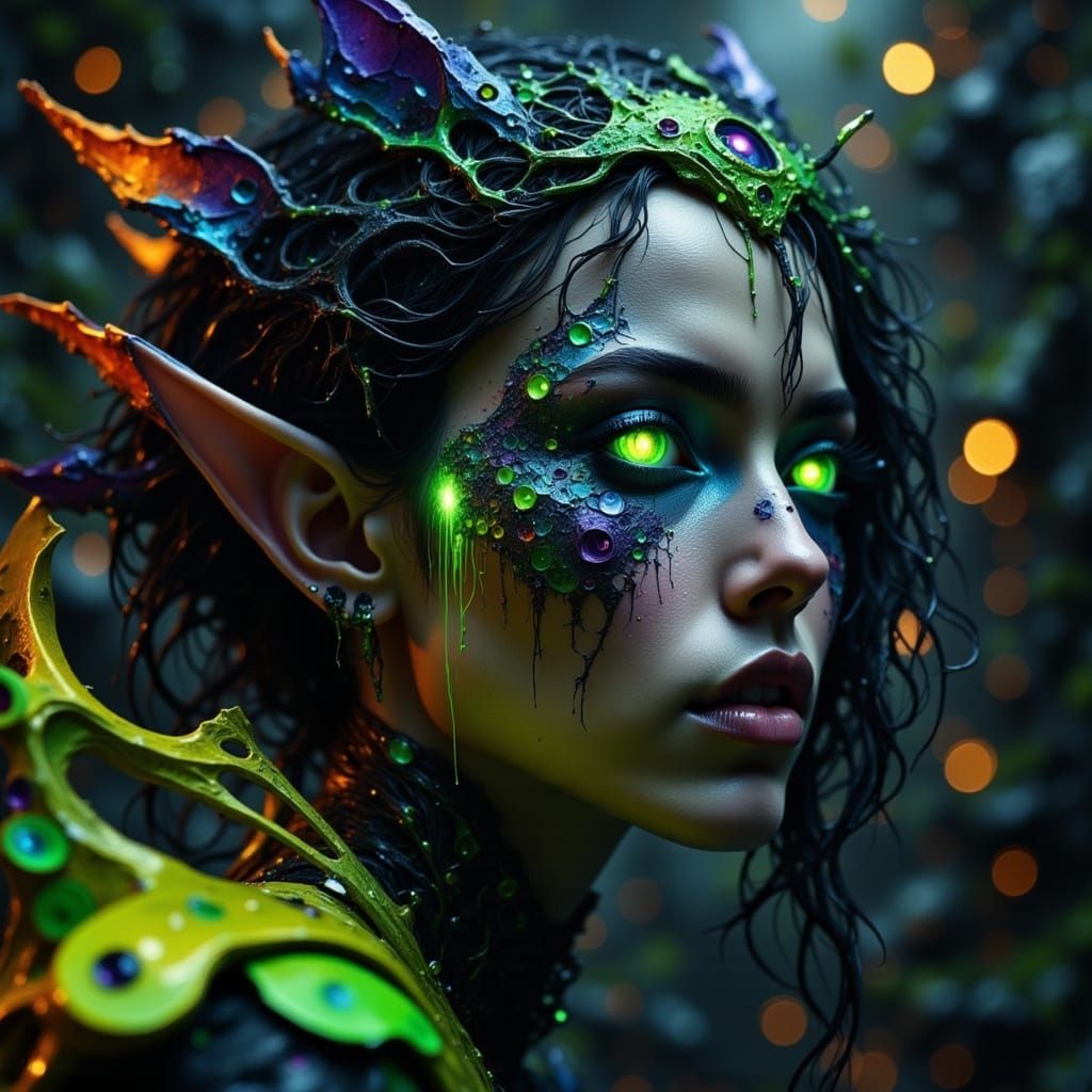 Mysterious Dark Elf Princess in a Surreal Fantasy Portrait