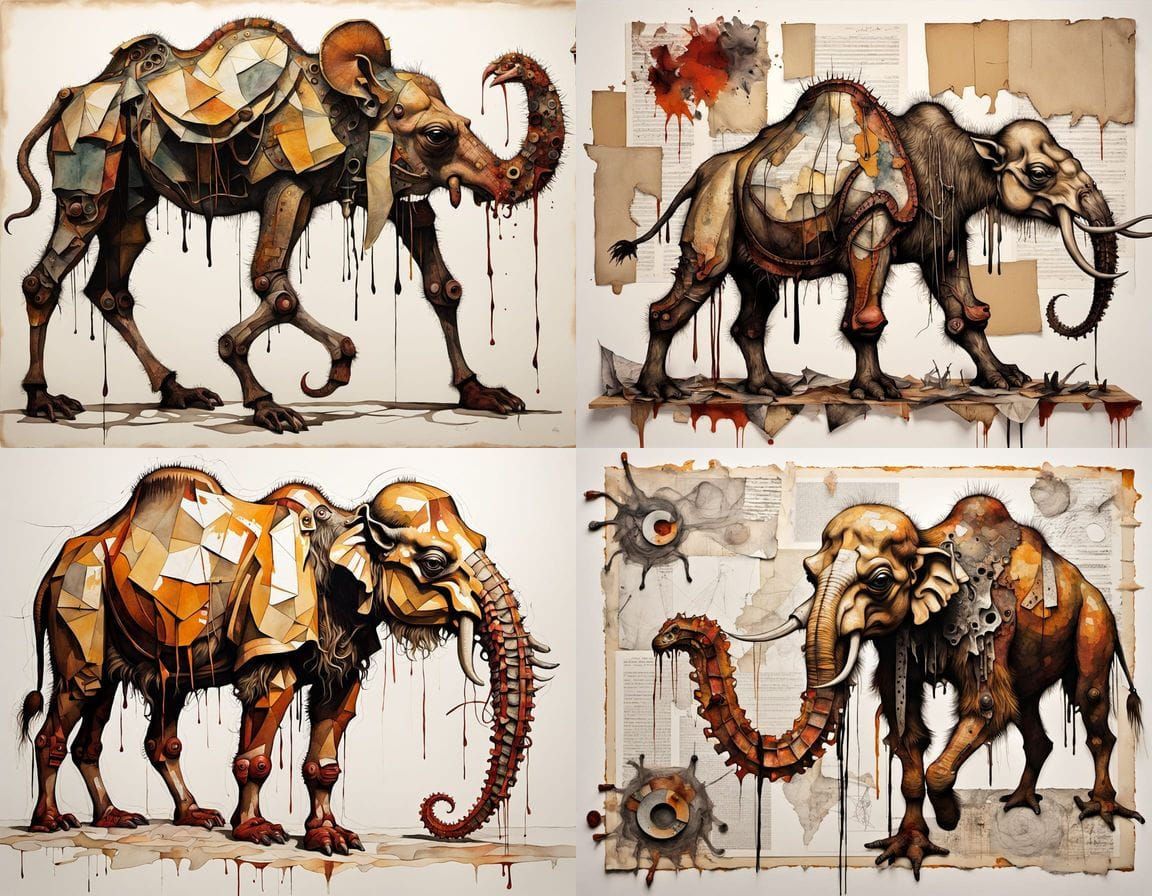 Surreal Mutant Collage of Animals and Ocean