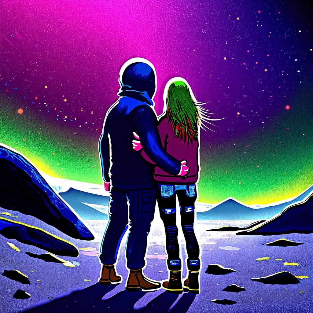 Cyberpunk Street Art in Proxima Centauri Style