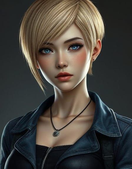 Realistic Portrait of a Beautiful Woman with Blond Hair