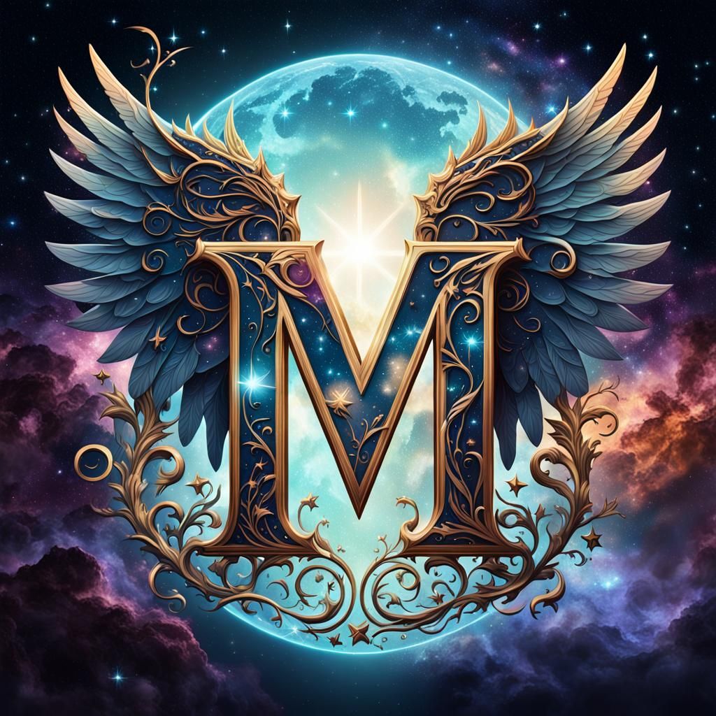 Ornate Letter M Logo in Fantasy Art Style