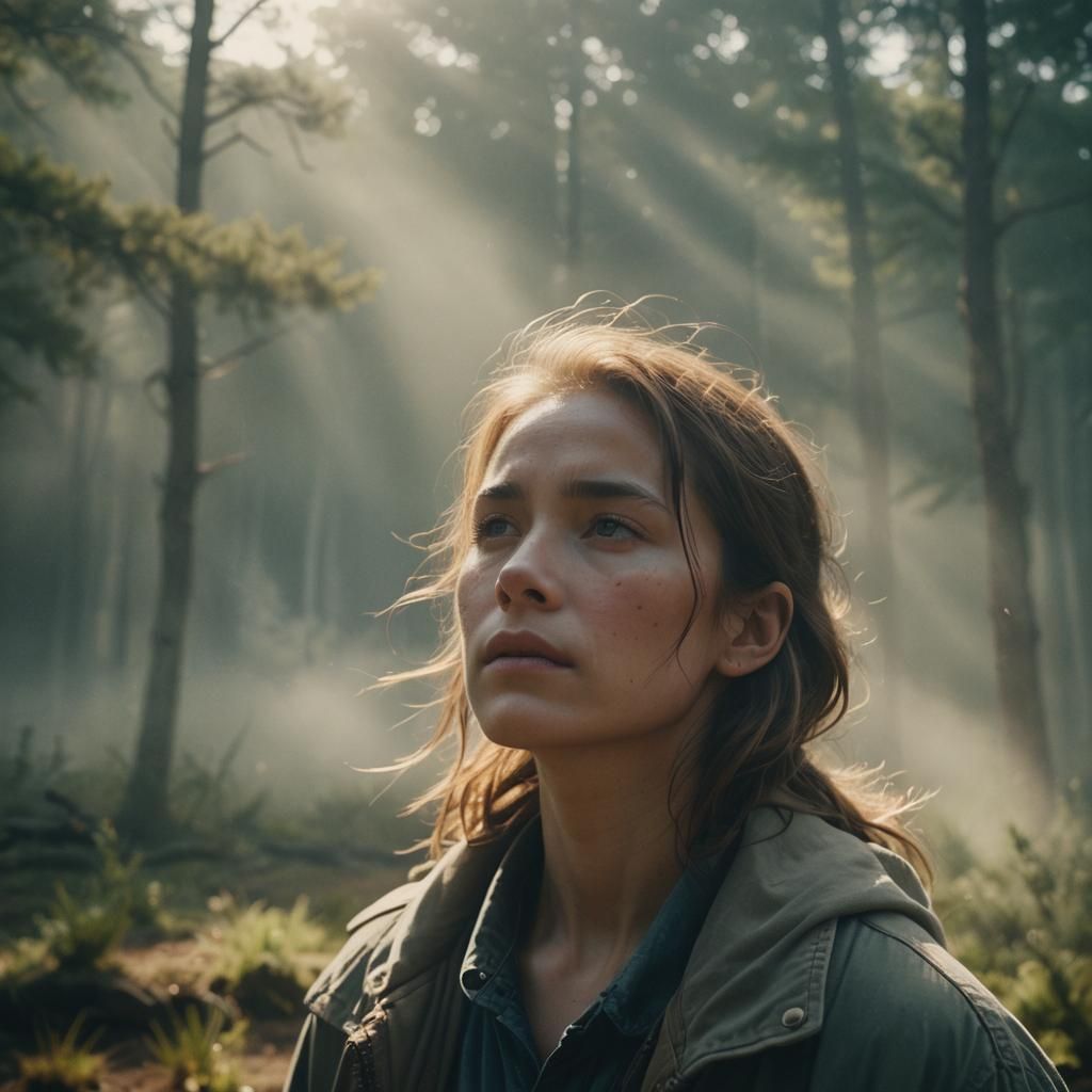 Person in Mist: Cinematic Film Still