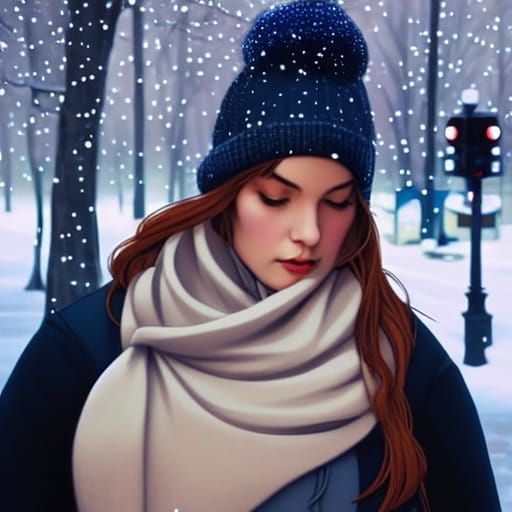 Winter Fashion Portrait in Hyperdetailed Art Style