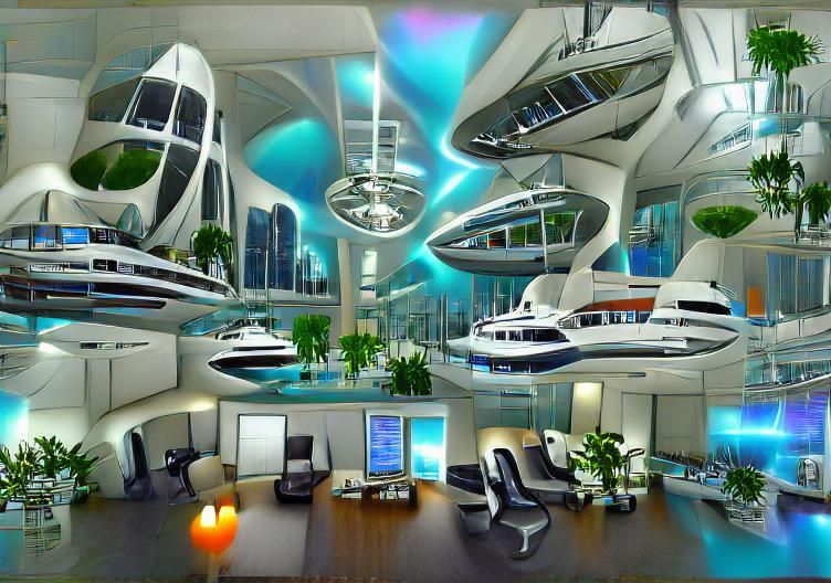 Futuristic Sci-Fi Office Lobby Interior