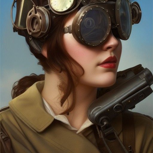 Steampunk Aviator Portrait in Hyperrealistic Detail