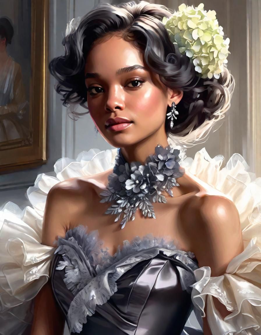 Lady in Hydrangea Gown: Digital Speedpaint Portrait