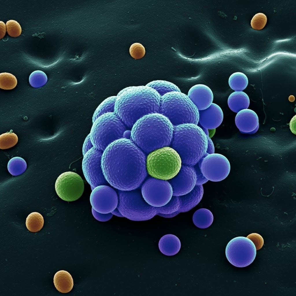 Vibrant Microbial Worlds Under Starry Night Skies