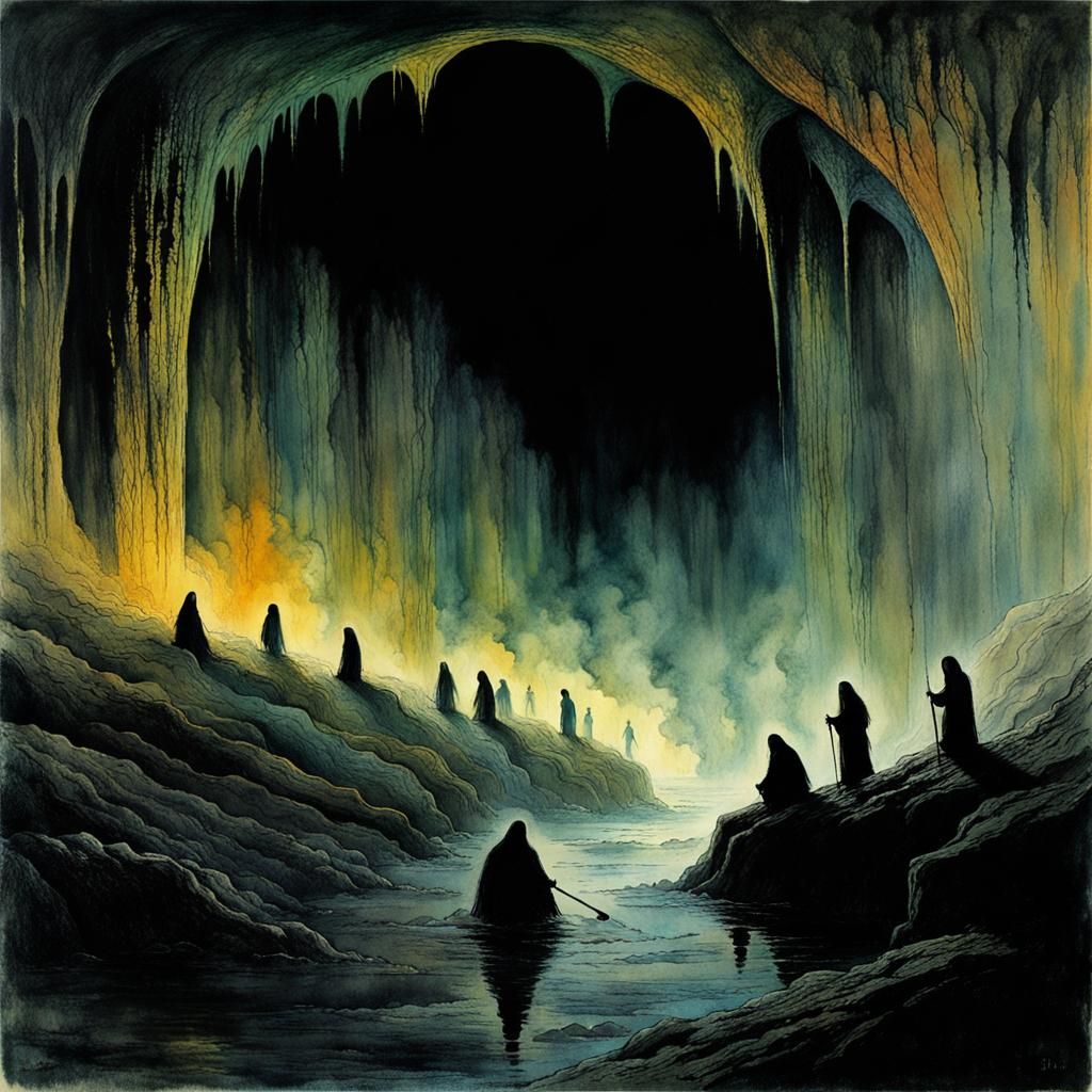 Sinister Underworld: Watercolor and Ink Splash Art