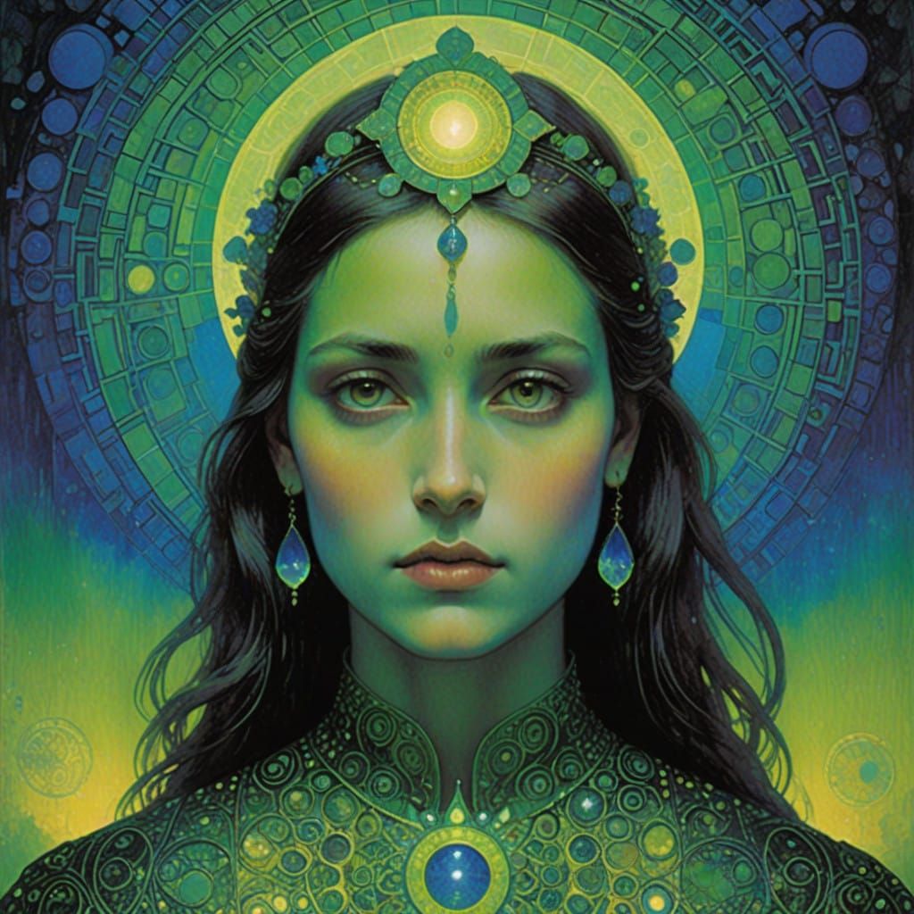 Visionary Lady Uranium IV in Iridescent Cosmic Glow