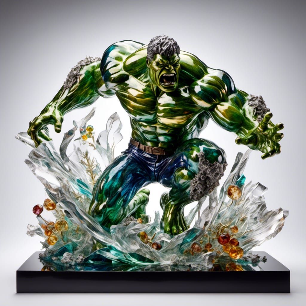 Macabre Glass Hulk Sculpture in Museum Setting