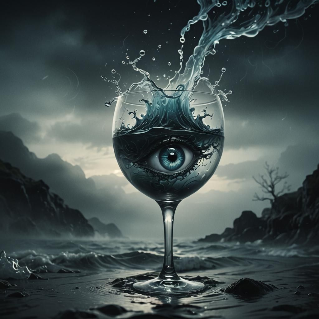 Glass 'A' in Swirling Fog: Dark Fantasy 3D Render