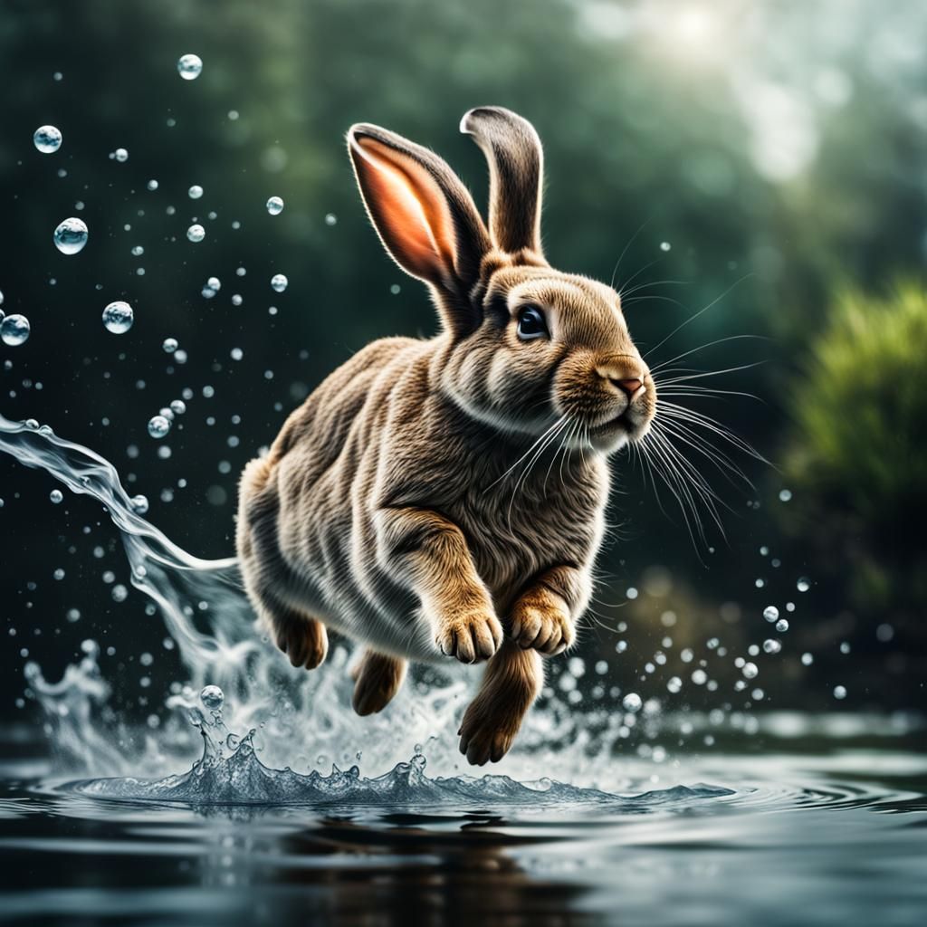Bunny's Hyperrealistic Leap of Faith