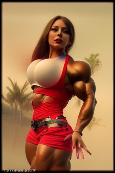 Muscular Women Enjoying a Park Day: Modern Art