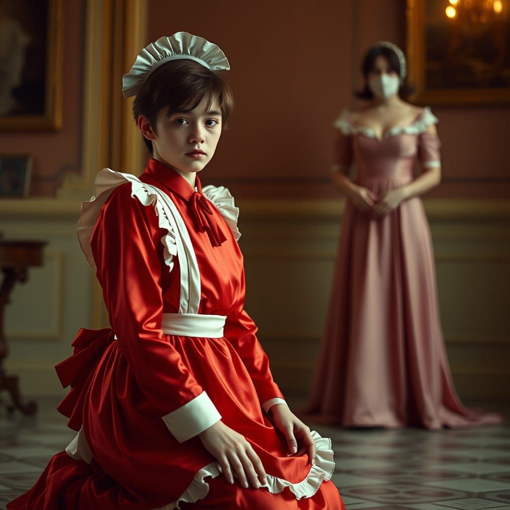 Elegant Young Gentleman in French Maid Attire