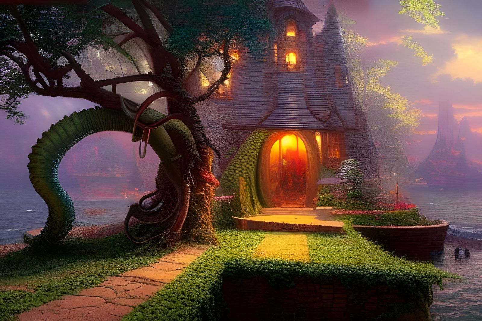 Hyperrealistic Tentacles in Dreamlike Landscape