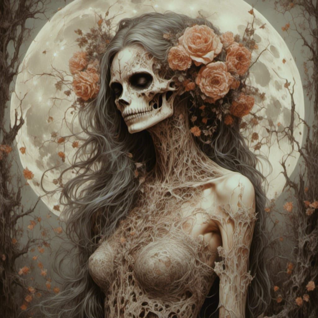 <lora:Eclipse:1.0> <lora:Flora Fauna Skulls:1.0> <lora:Macab...