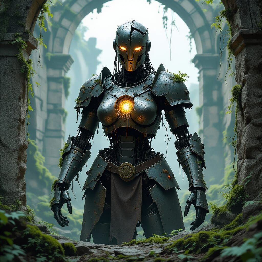 Ancient Iron Golem in Overgrown Ruin