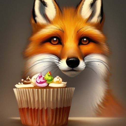 Fox Eating Cupcake