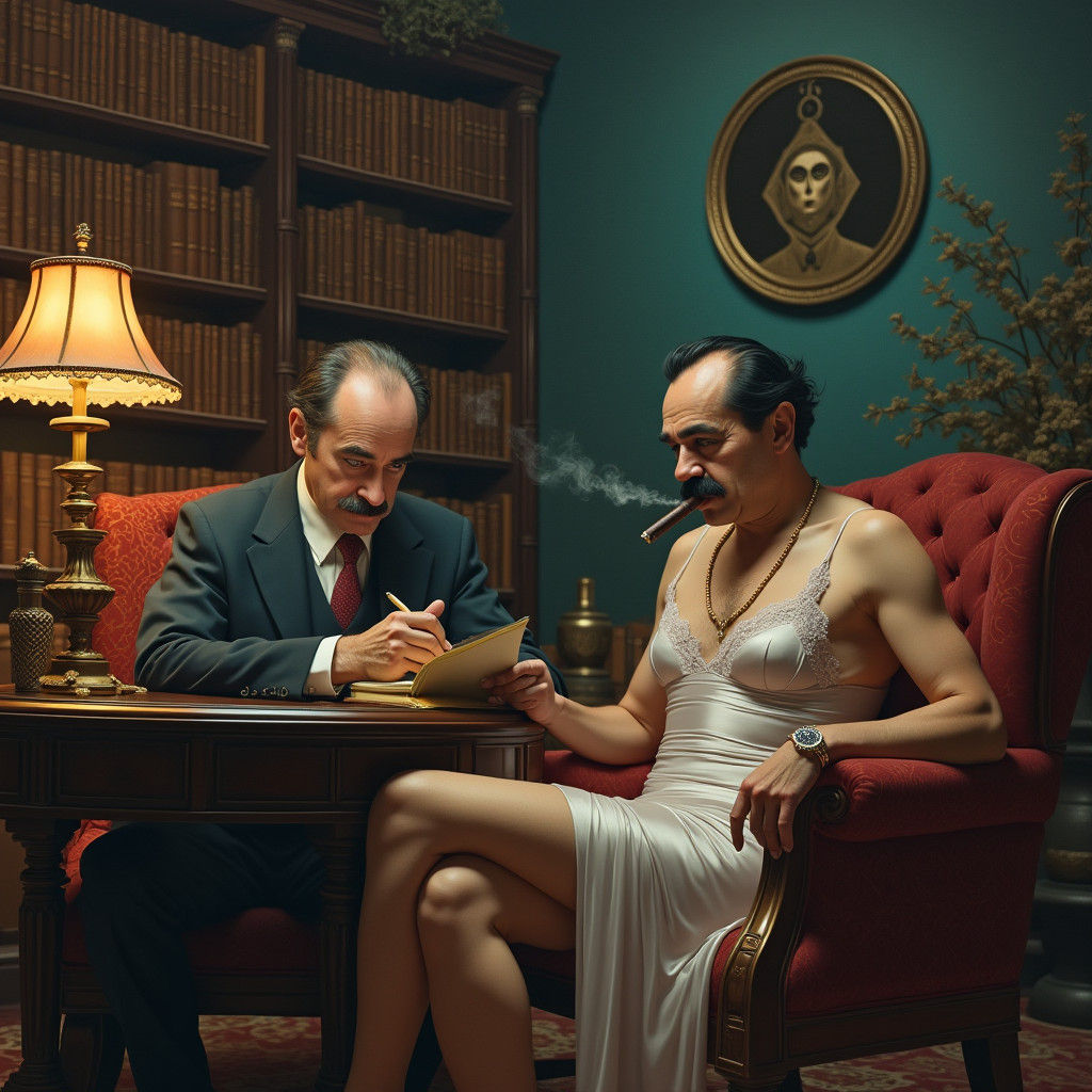 Freud and Groucho in Surrealist Dreamscape