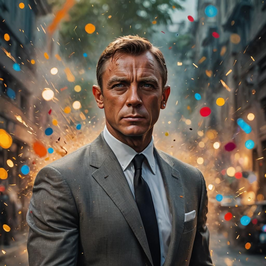 James Bond 007 Movie Poster in Splash Art Style