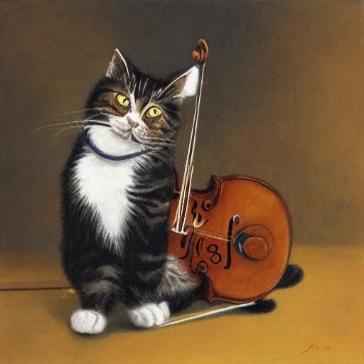 Cat Playing Violin: AI Generated Image
