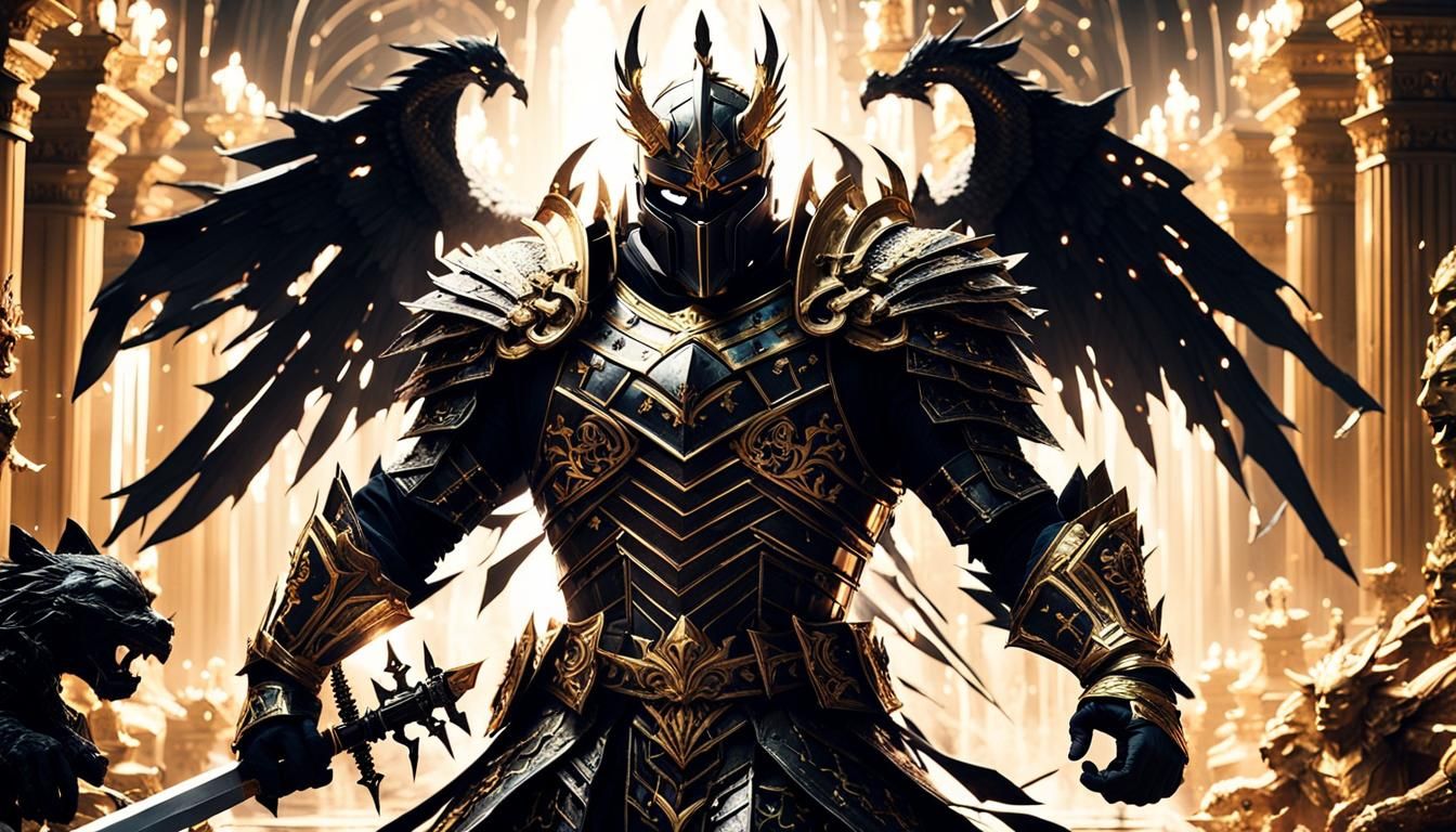 Knight Fighting with Crystal Armor in Grand Hallway