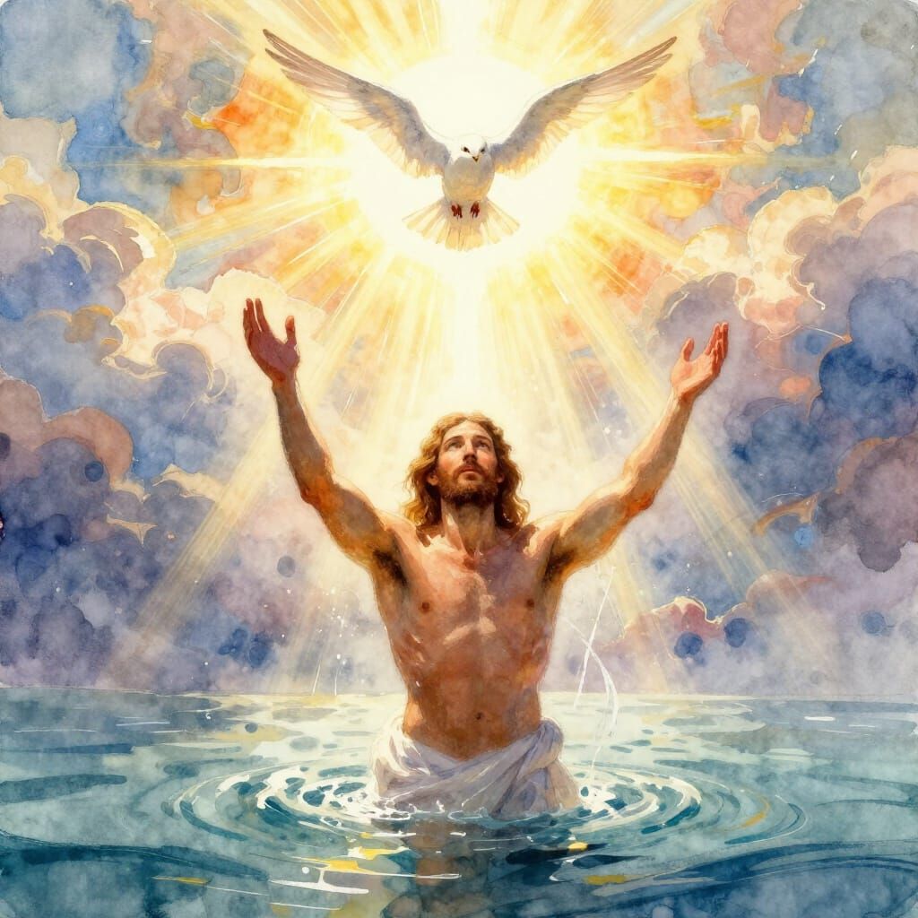 Jesus Baptism With Holy Spirit Descending