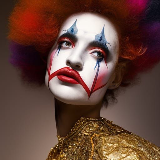 Sad Clown Portrait in Chiaroscuro Style