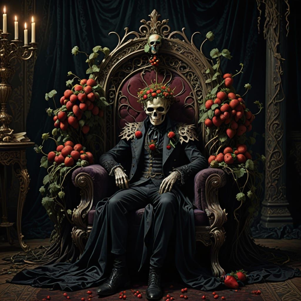 Mournful Strawberry Throne in Victorian Gothic Style