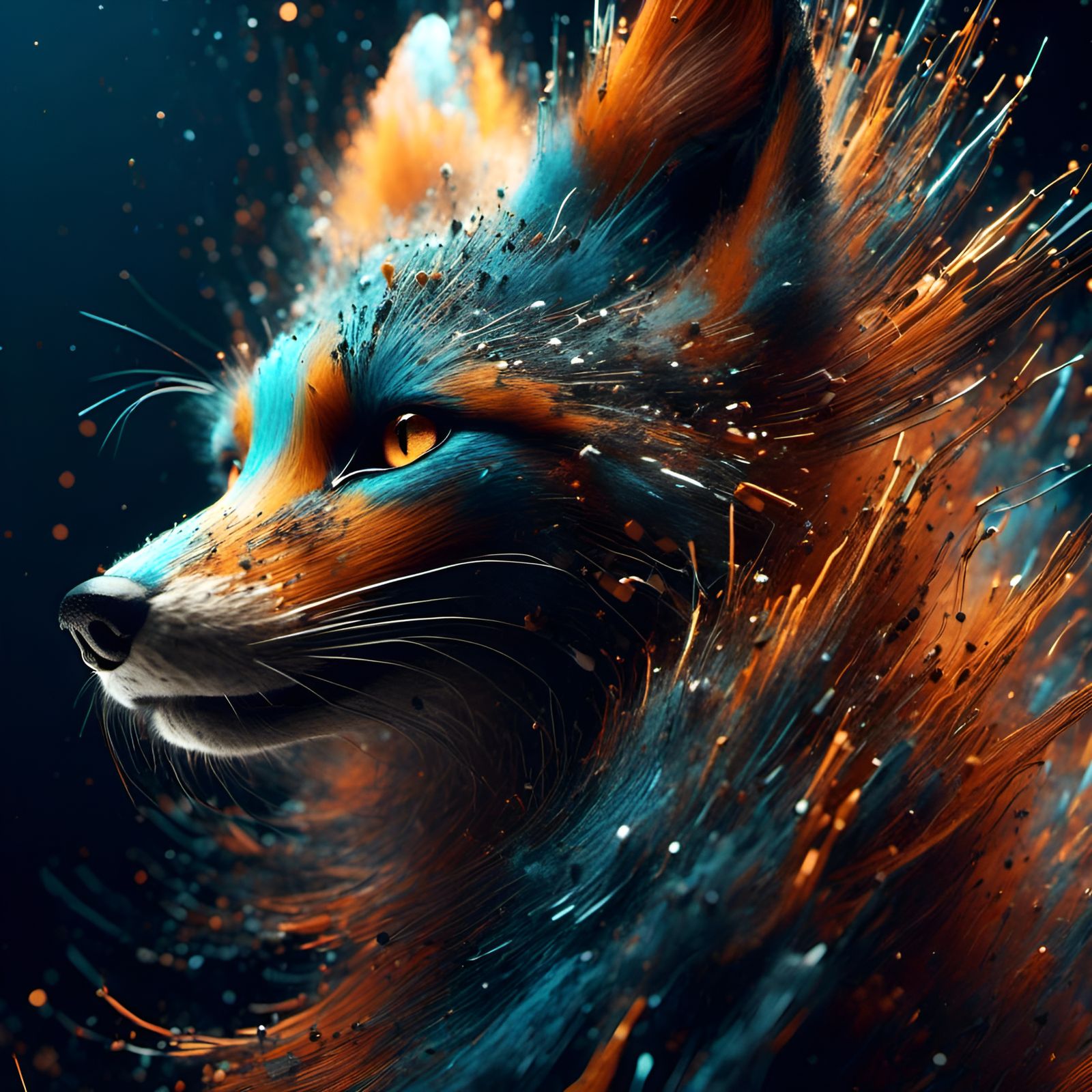 Apocalyptic Whispy Fox in Detailed Fragmentation